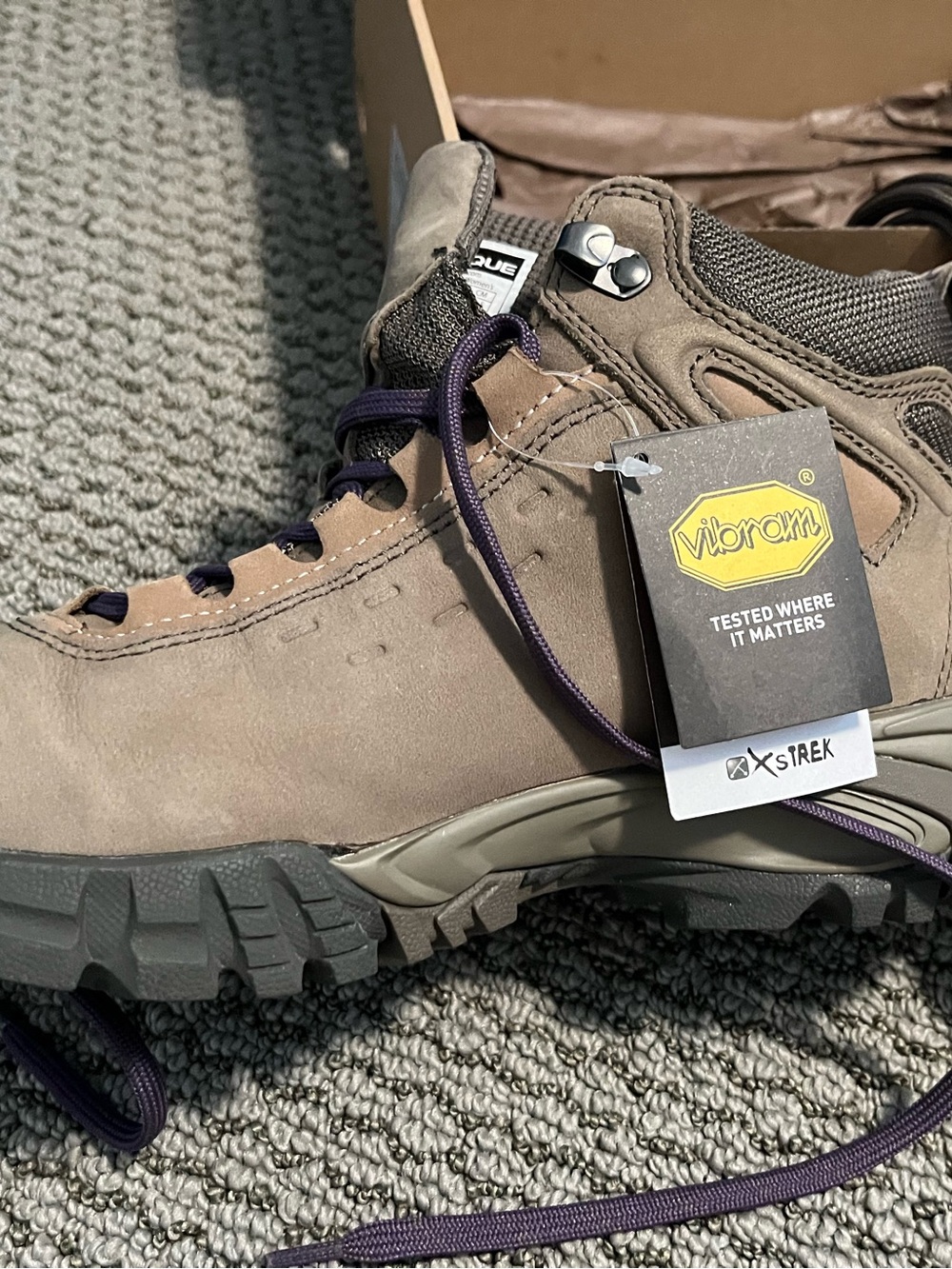 Vibram Brown Women's Hiking Boots with Purple Laces